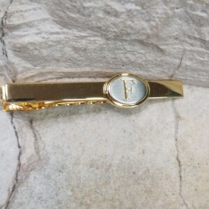 Vintage Tie Clip with Letter Initial F